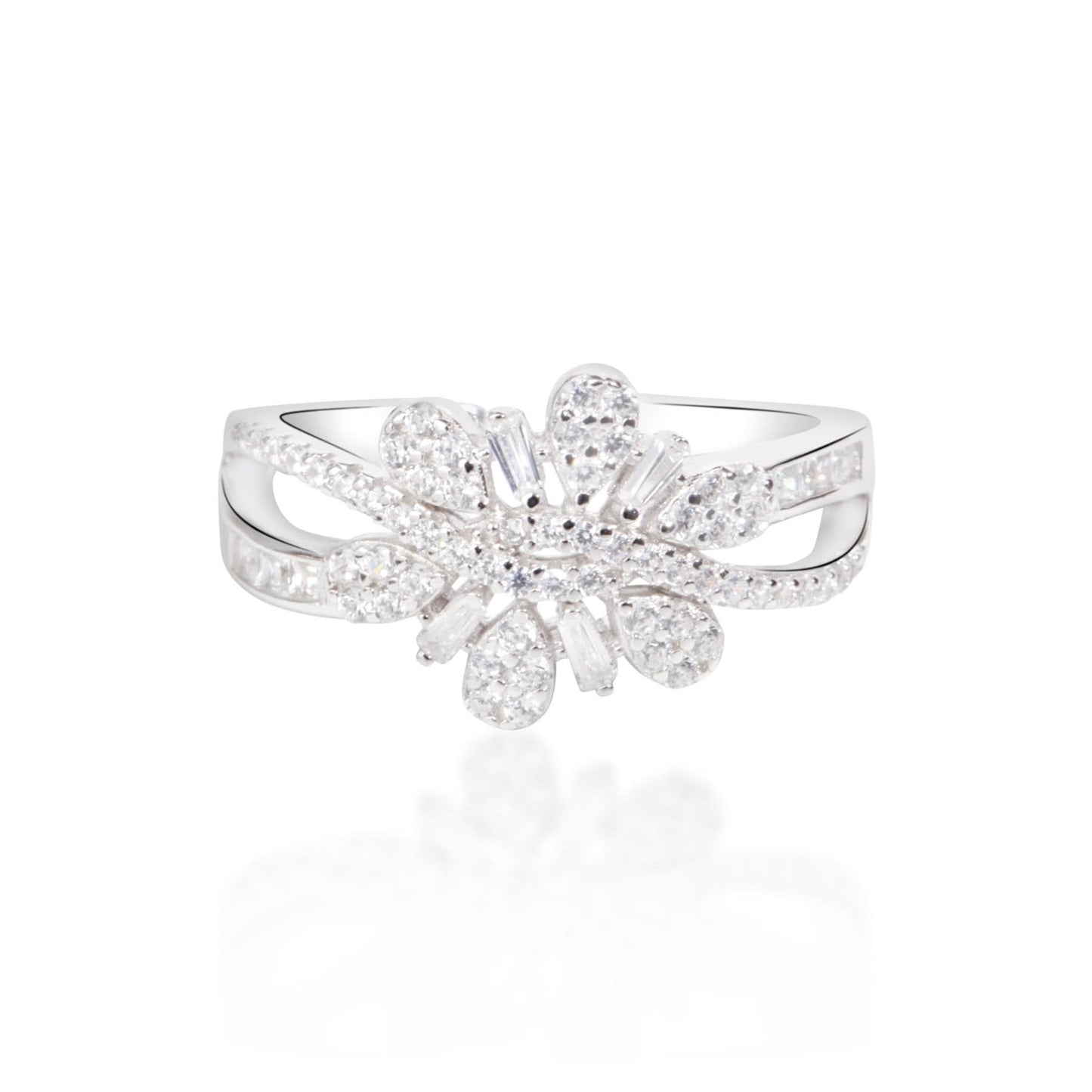 Silver Shine Crystal White Stone Ring