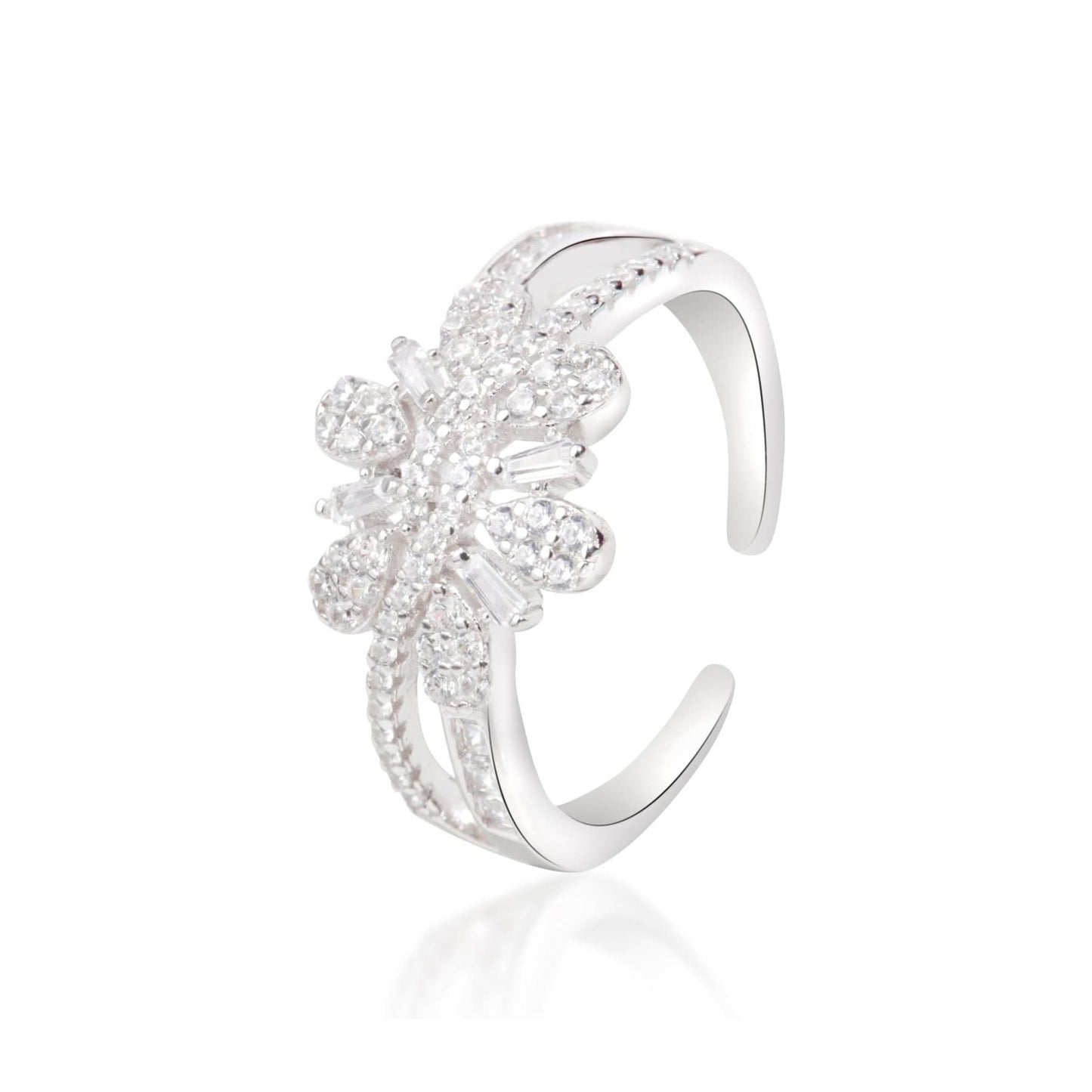 Silver Shine Crystal White Stone Ring