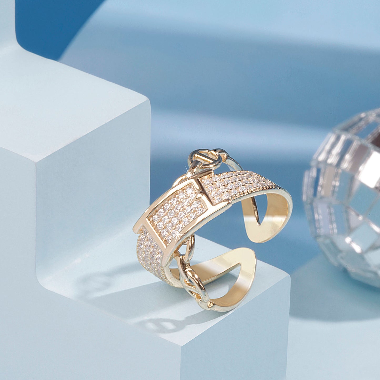 Gold Plated Craft Shawl Buckle Unisex Ring