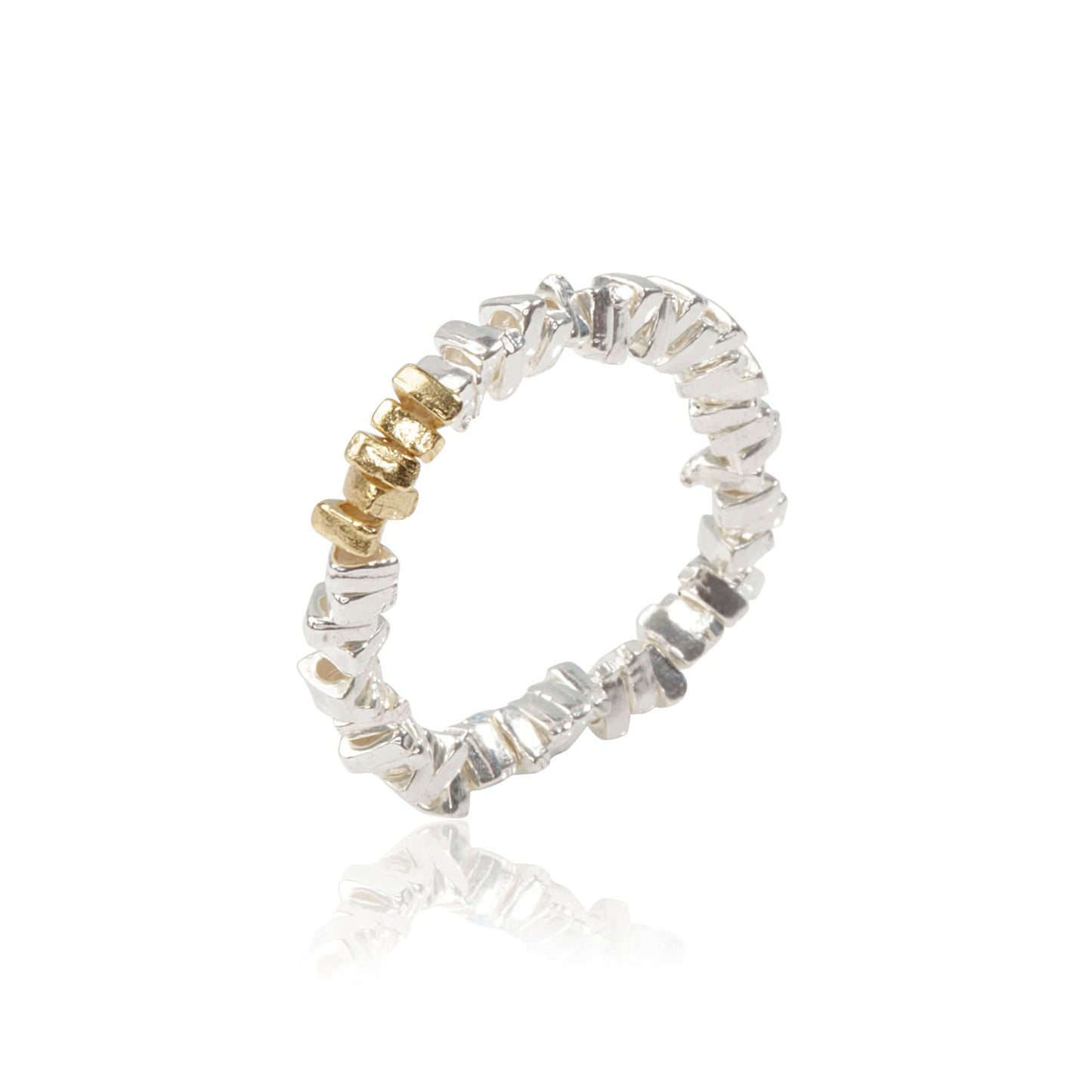 Silver Geometric Irregular Two Tone Ring