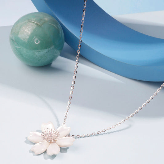 Silver Ivory Flower Pendant