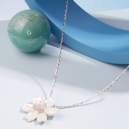 Silver Ivory Flower Pendant Silvish