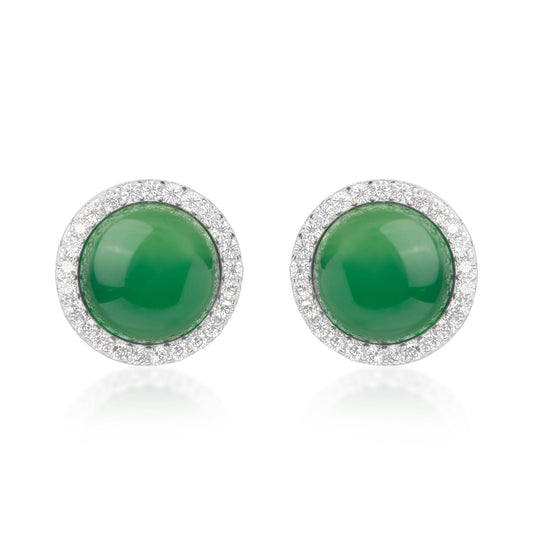 Silver Emerald Isle Studs Silvish