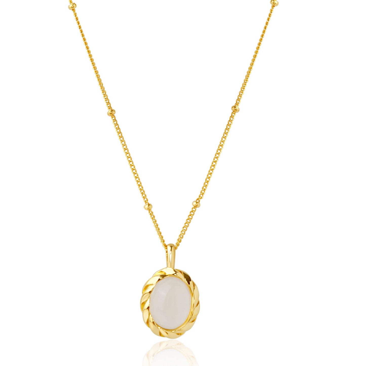 Gold Plated White MOP Egg Shape Pendant