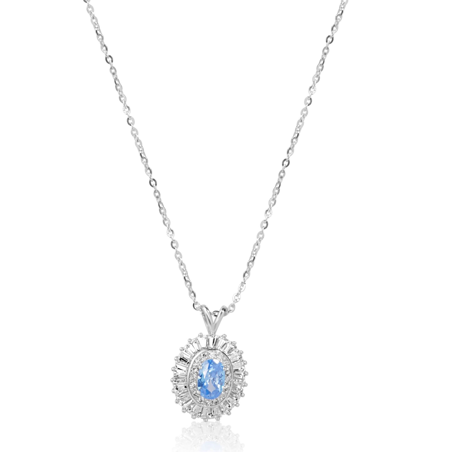 Silver Natural Topaz Blue Gemstone Pendant