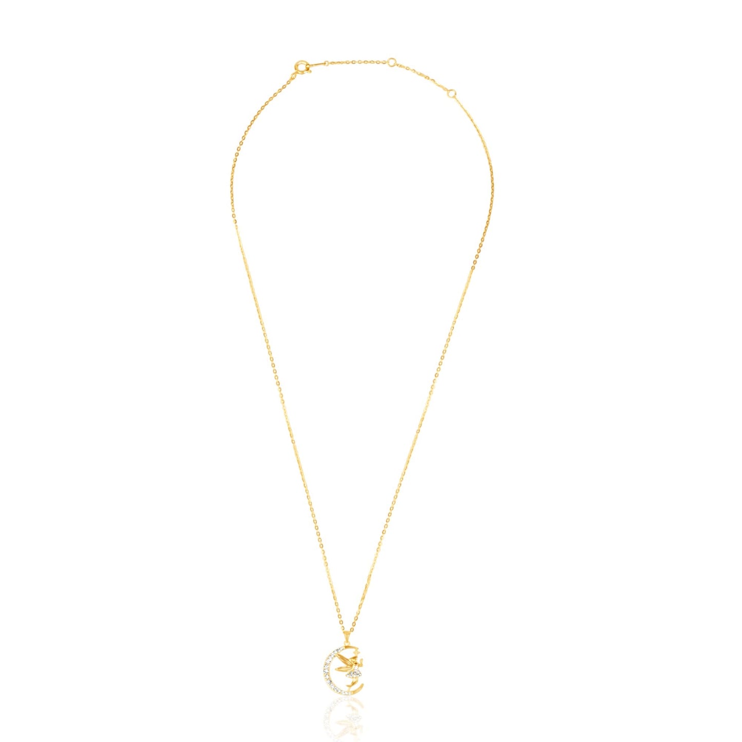 Gold Plated Half Moon Zircon Angel Pendant