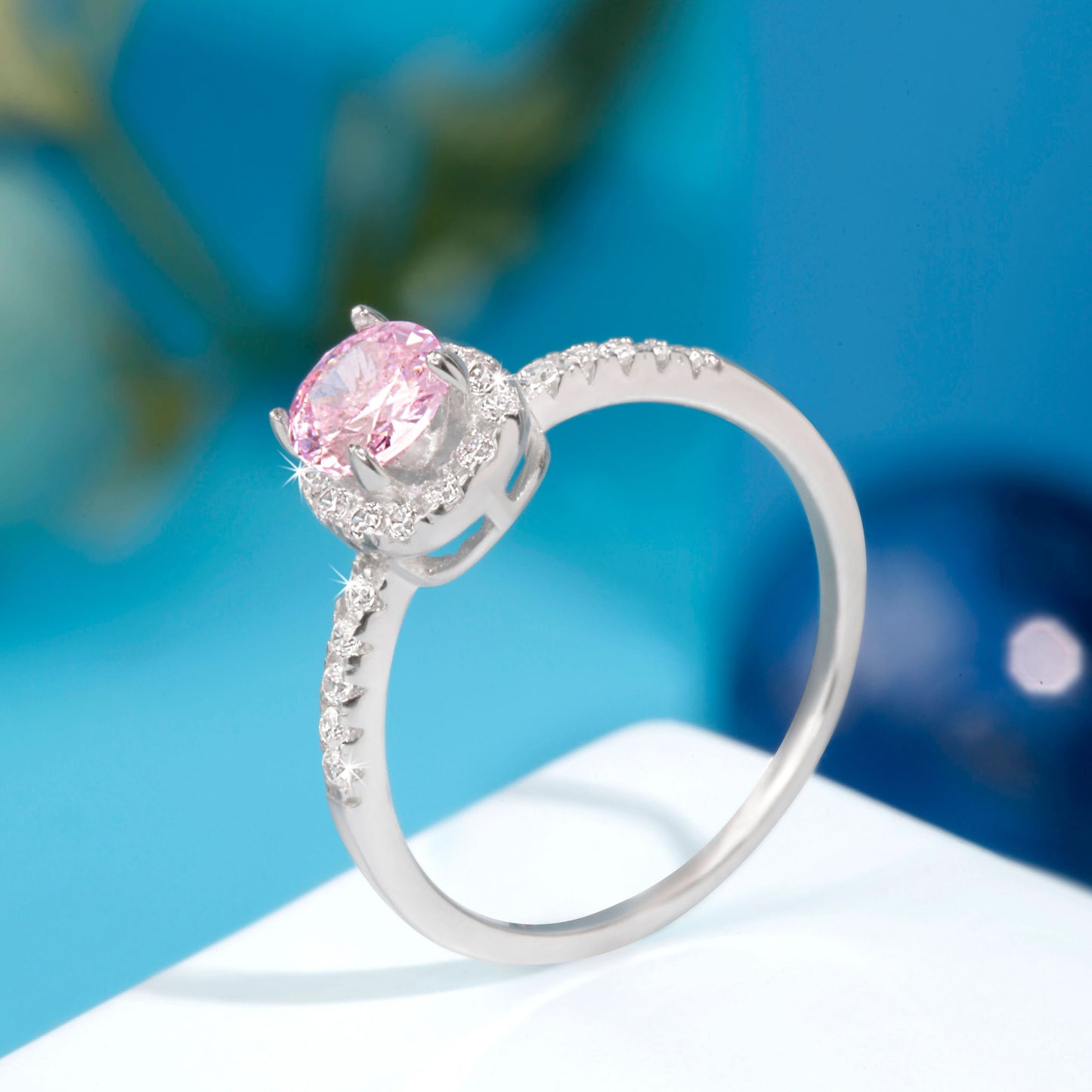 Silver Pink Serenity Ring