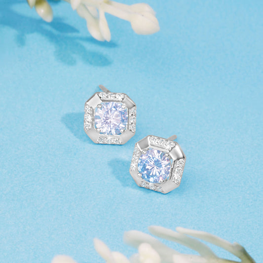 'Oceanic Blue Gem' Silver Earrings