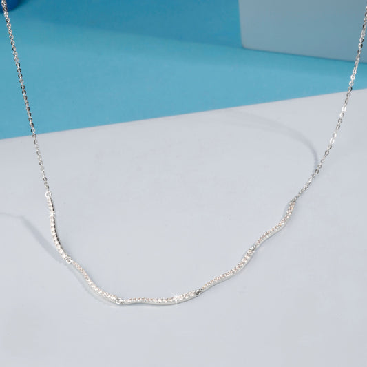 Silver Wave Design Zircon Pendant Chain