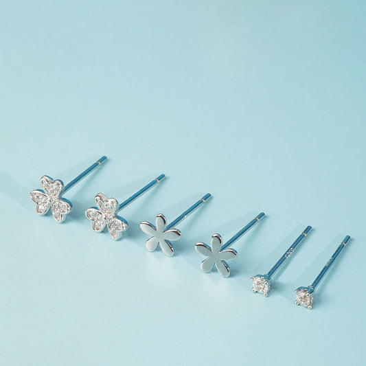 Silver Beautiful Floral Studs Silvish