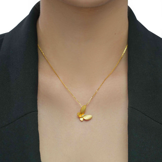 Gold Plated Butterfly Glow Pendant Silvish