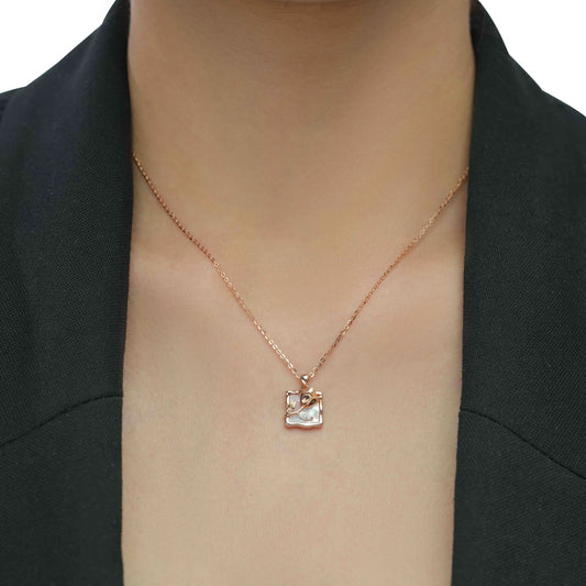 Gold Plated Lustre Rose Pendant Silvish