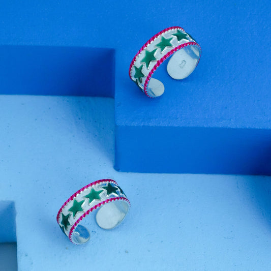 Silver Pink Nova Toe Rings Silvish