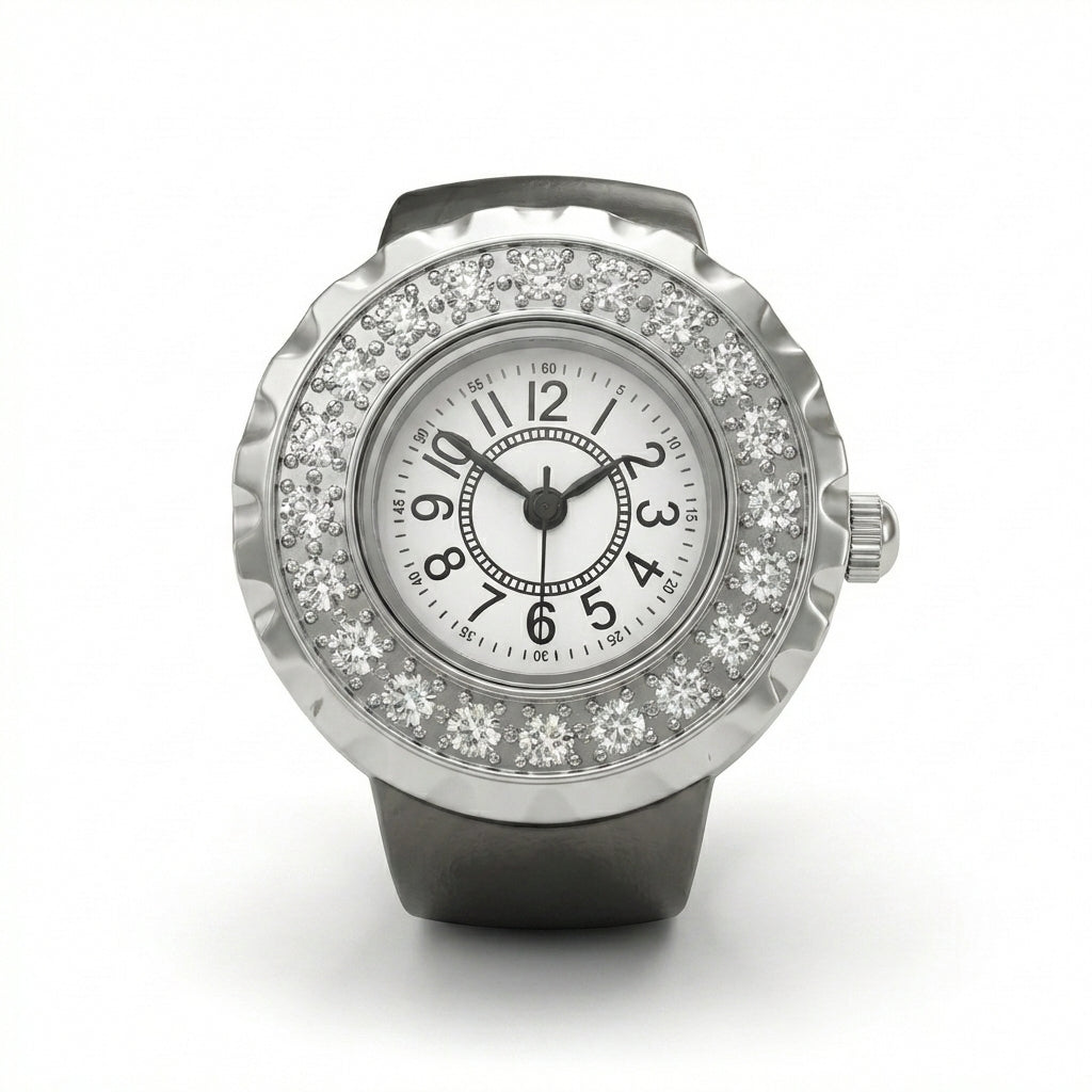 Noir Bling Ring Watch Silvish