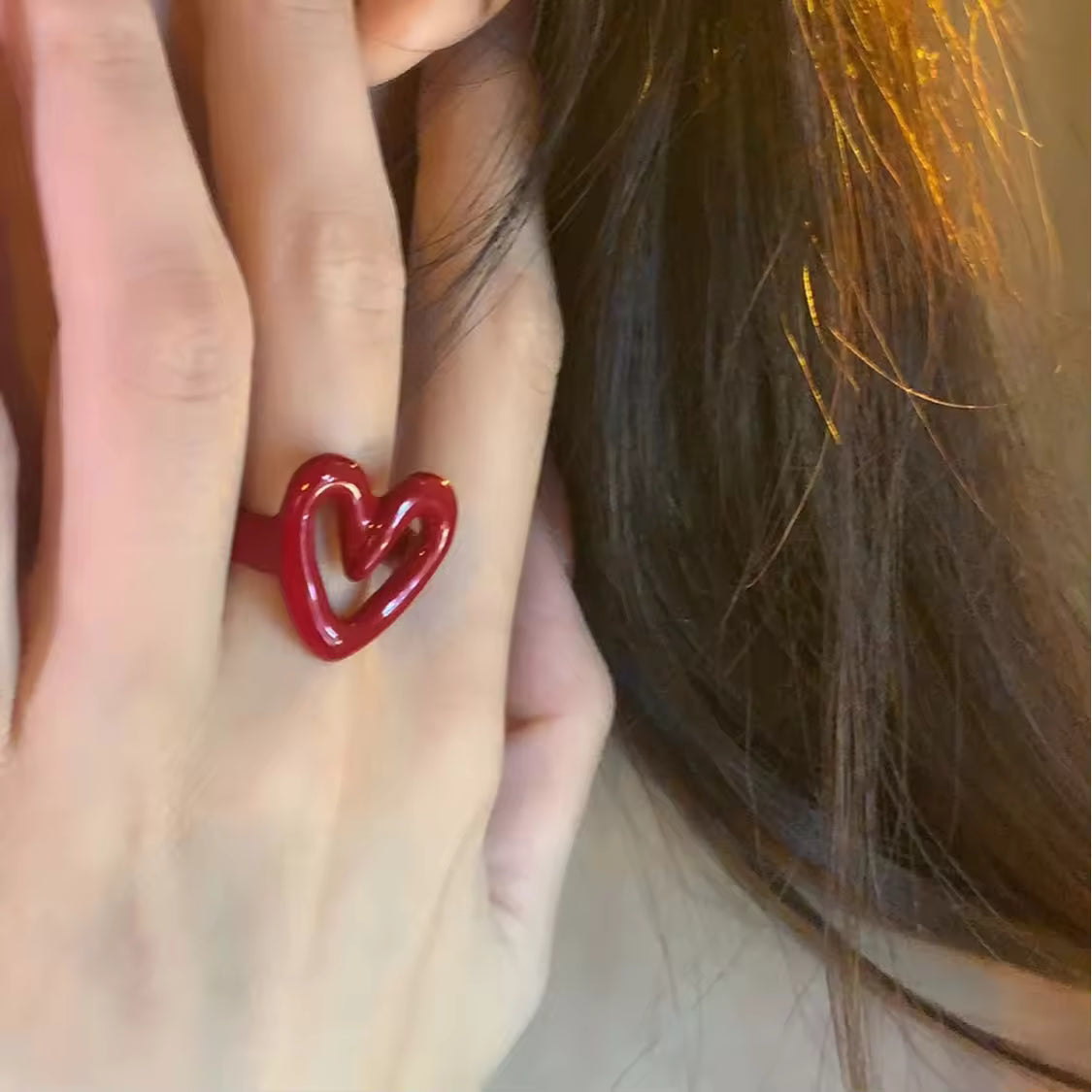 Scarlet Love Open Heart Statement Ring Hunan Haoyi
