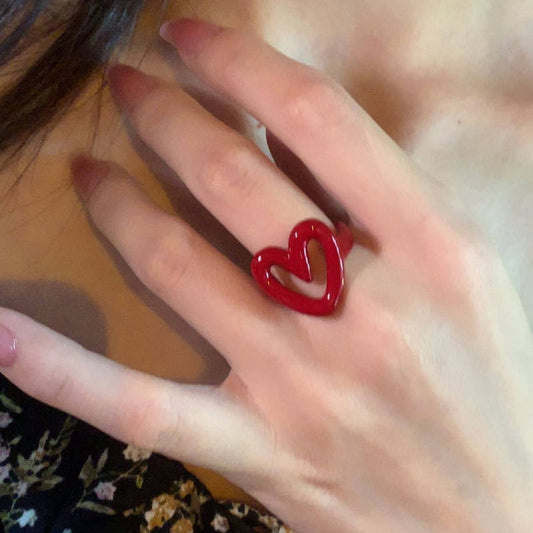 Scarlet Love Open Heart Statement Ring