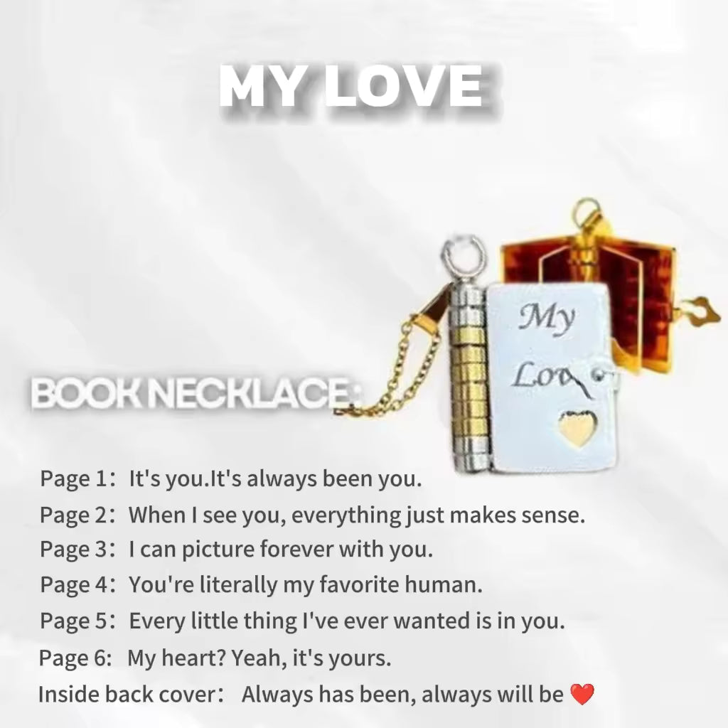 To My Love Engraved Book Locket Necklace Hunan Haoyi