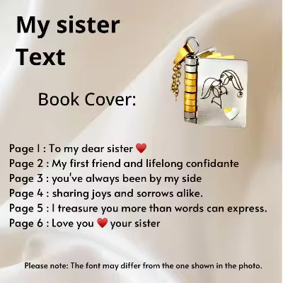 To My Sister Engraved Book Locket Necklace Hunan Haoyi