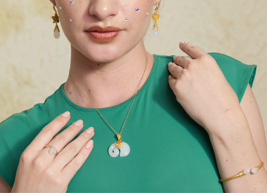 'Hetian Jade Elephant' Gold Plated Pendant Silvish