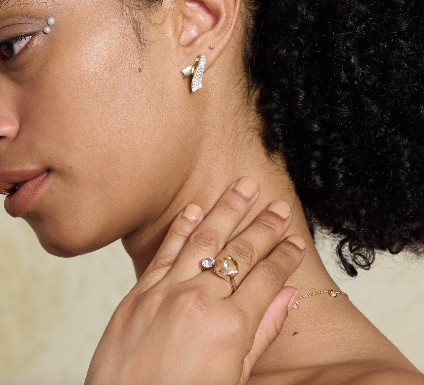 Silver Gemstone Duet Ring