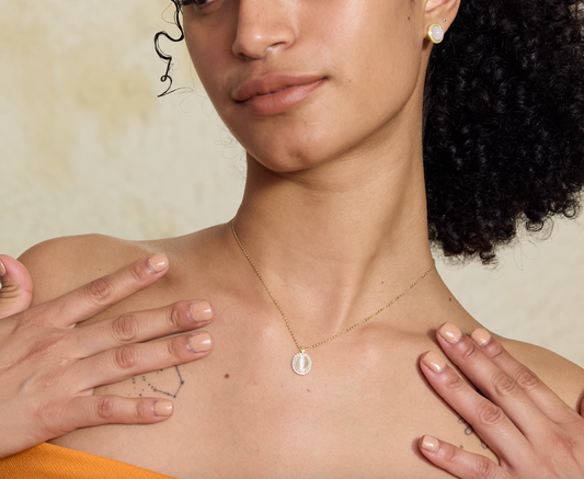 Gold Plated Golden Moonlit Halo Pendant Silvish