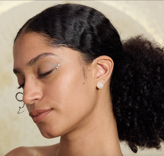 Gold Plated Moonstone Radiance Zirconia Earrings Silvish