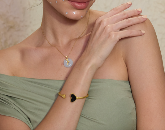 Gold Plated Black Heart Bracelet