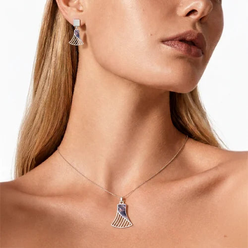 Aurora Wave Statement Pendant & Earring Set (925 Sterling Silver)