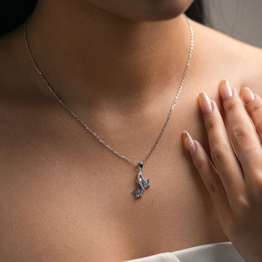 Silver Blue Morphia Pendant Silvish