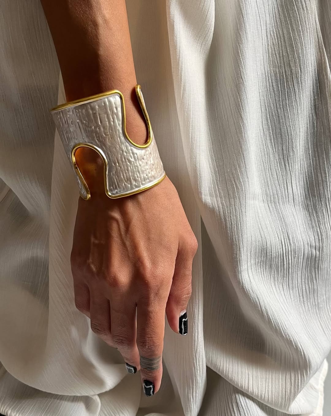 Turkish Dual-Tone Sculpted Cuff Bracelet