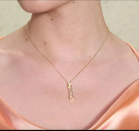 Gold Plated Bamboo Essence Pendant Silvish