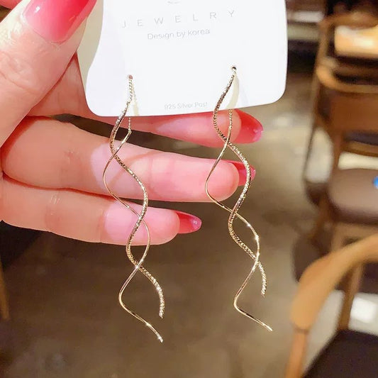 Golden Whisper Spiral Drop Earrings Hunan Haoyi