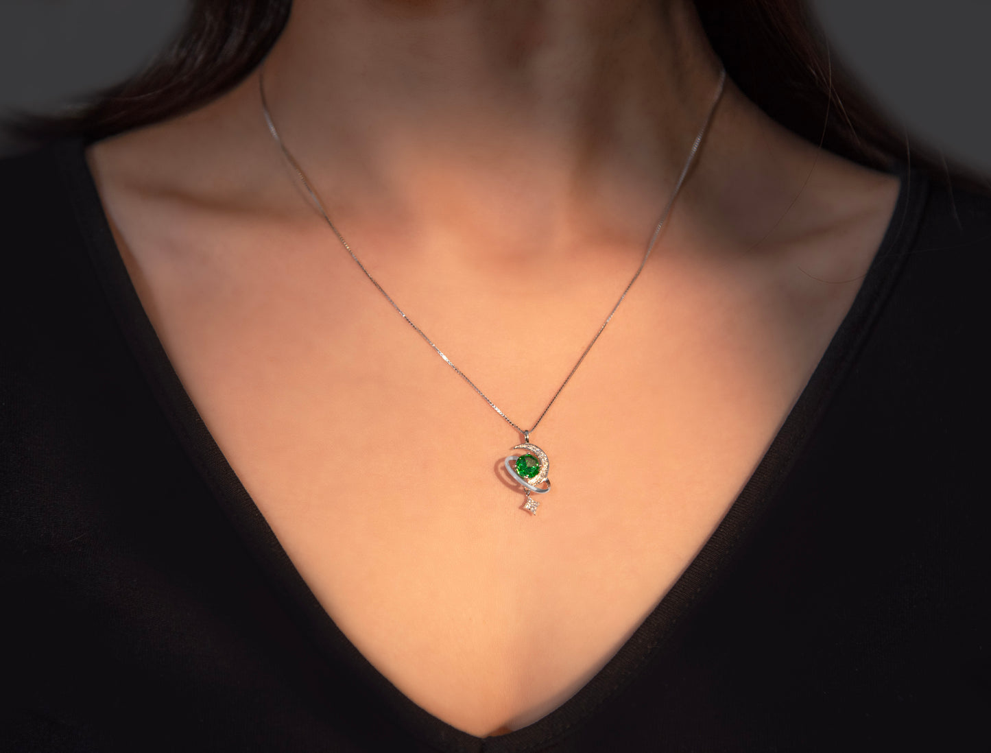 "Celestial Emerald" Silver Pendant