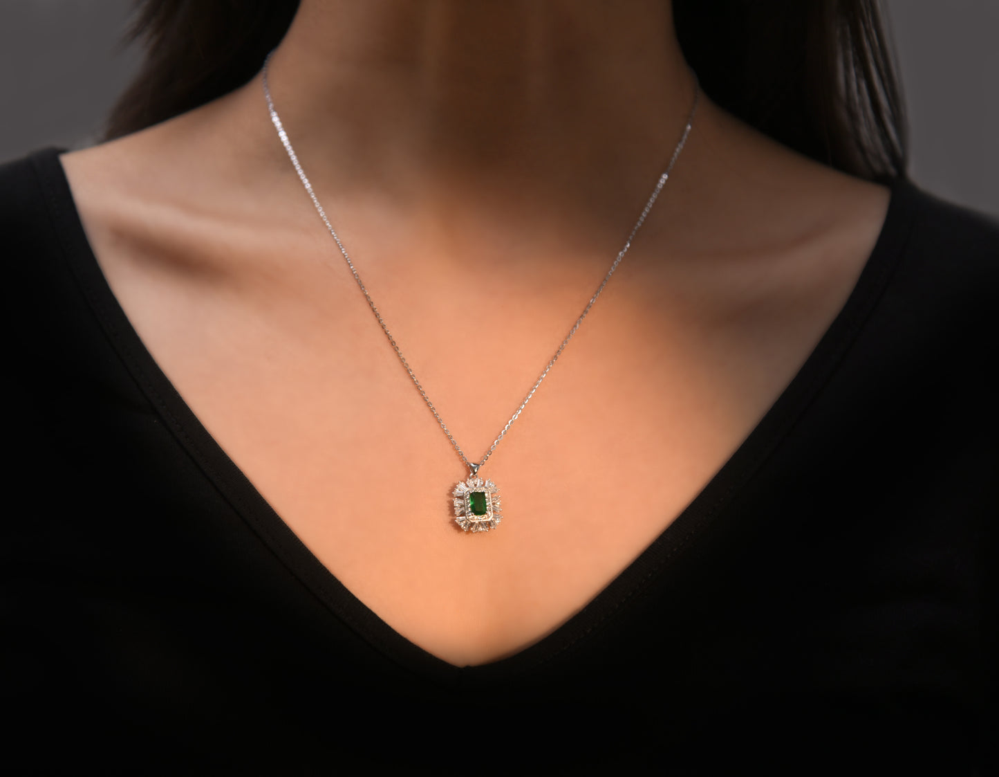 "Regal Emerald" Silver Pendant