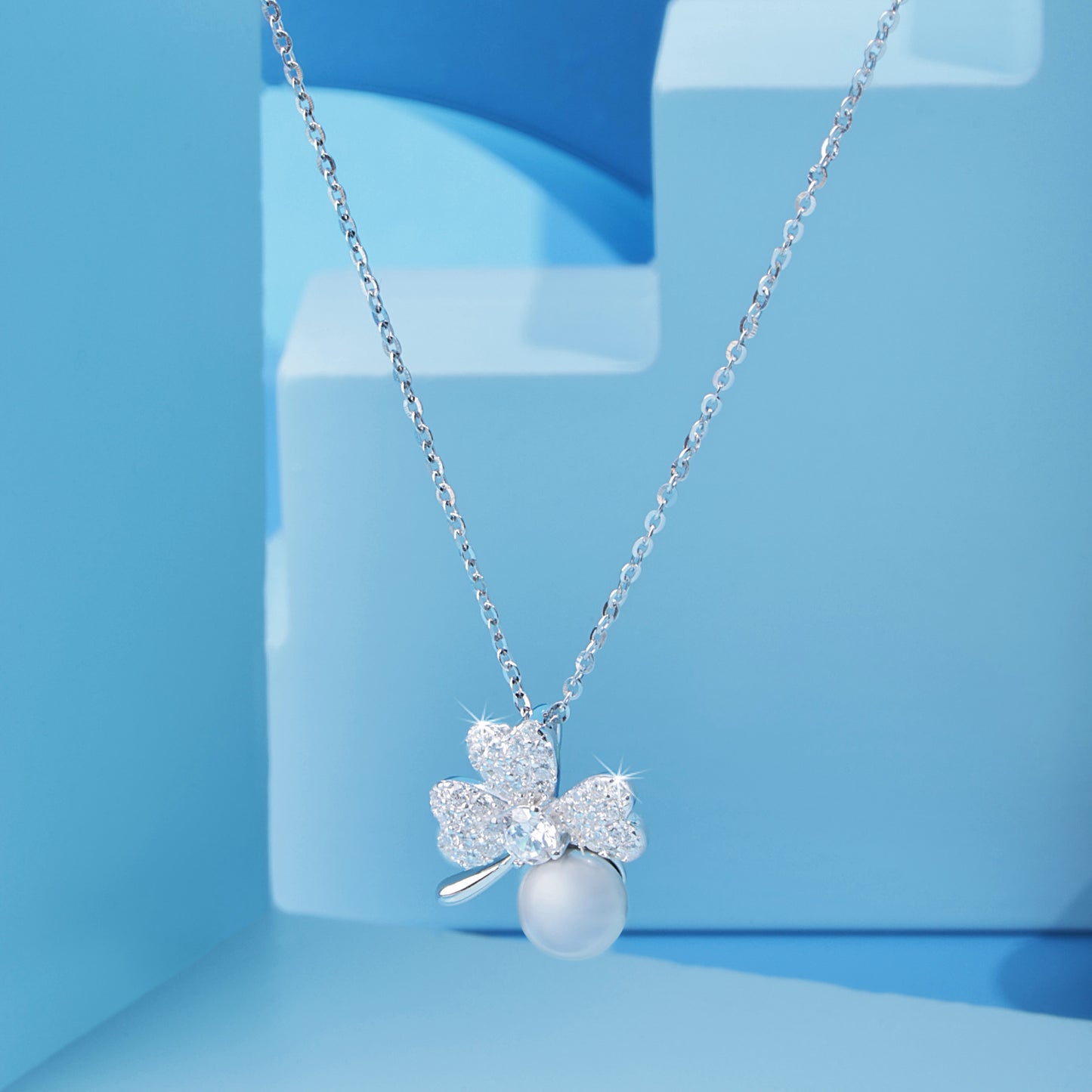 'Grey Pearl' Half Flower Silver Pendant