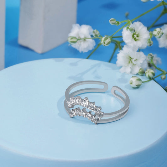 Silver Women Crown Ring