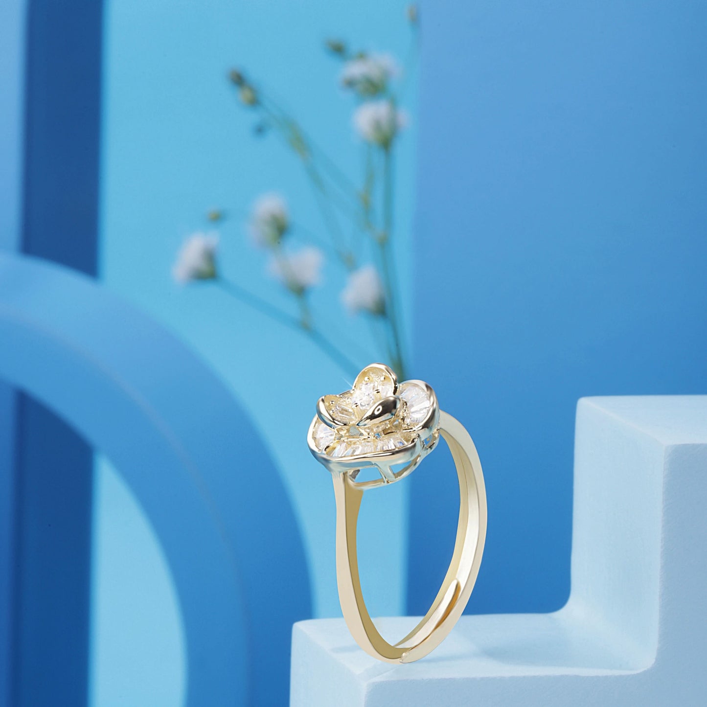 Gold Plated Sterling Floral Ring