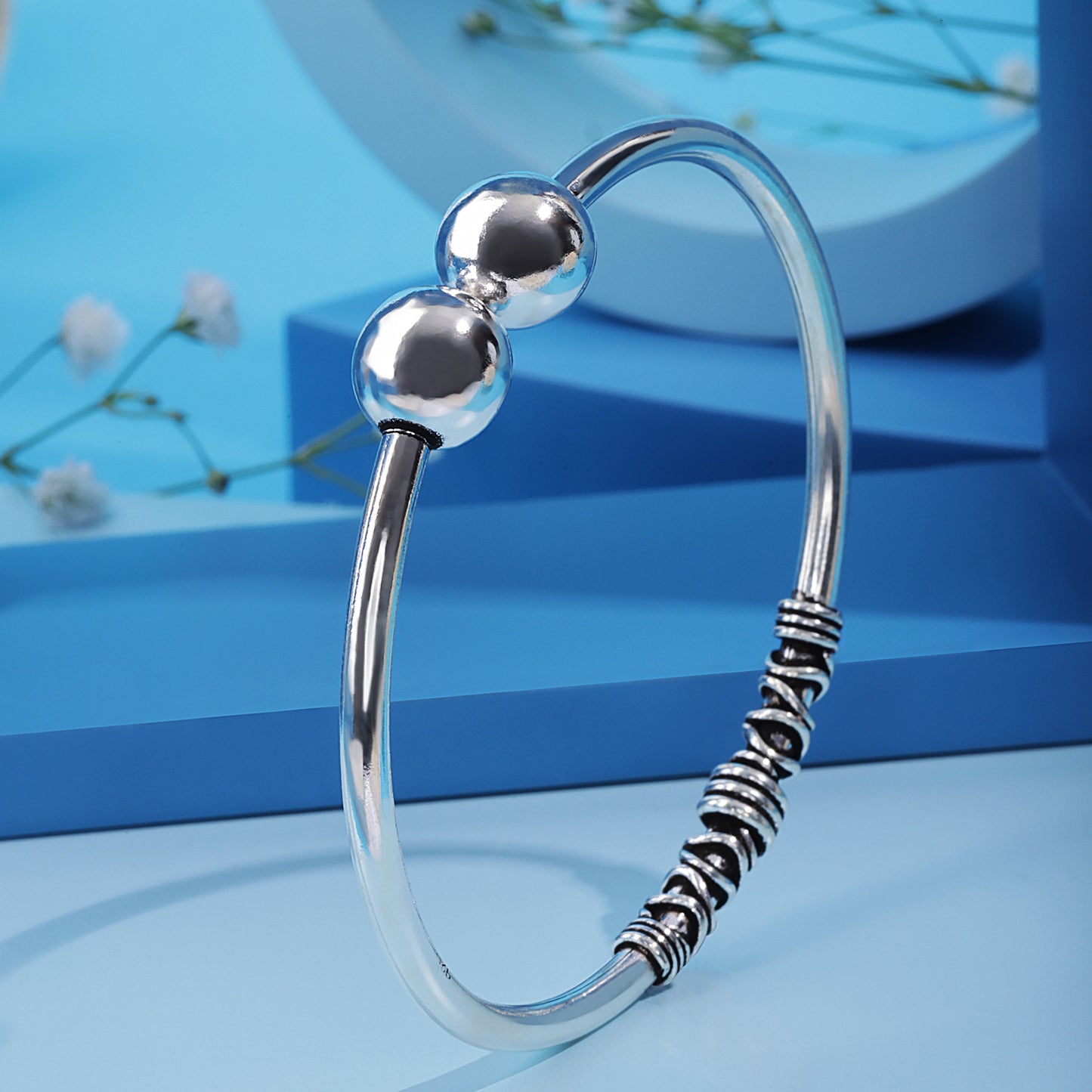 'Brilliant Flexible' Oxidised silver Bangle