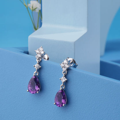 Silver Beautiful Water Drop Gem Earrings