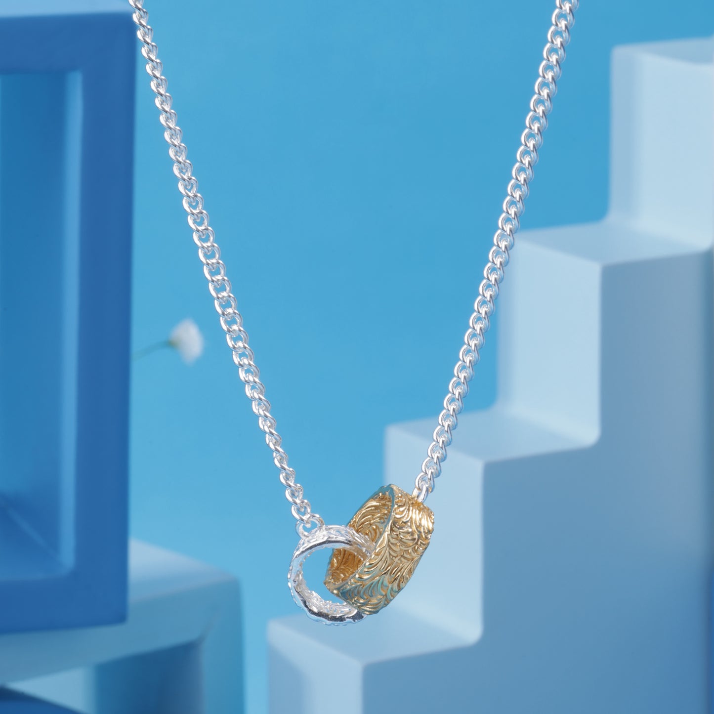 'Tangled Rings' Silver & Gold Pendant
