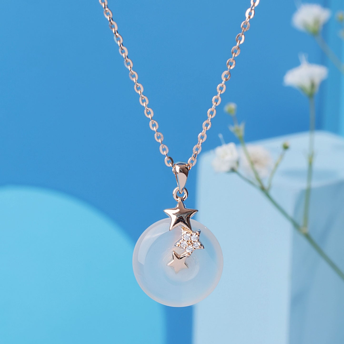 Rose Gold Snowflake Sparkle Pendant