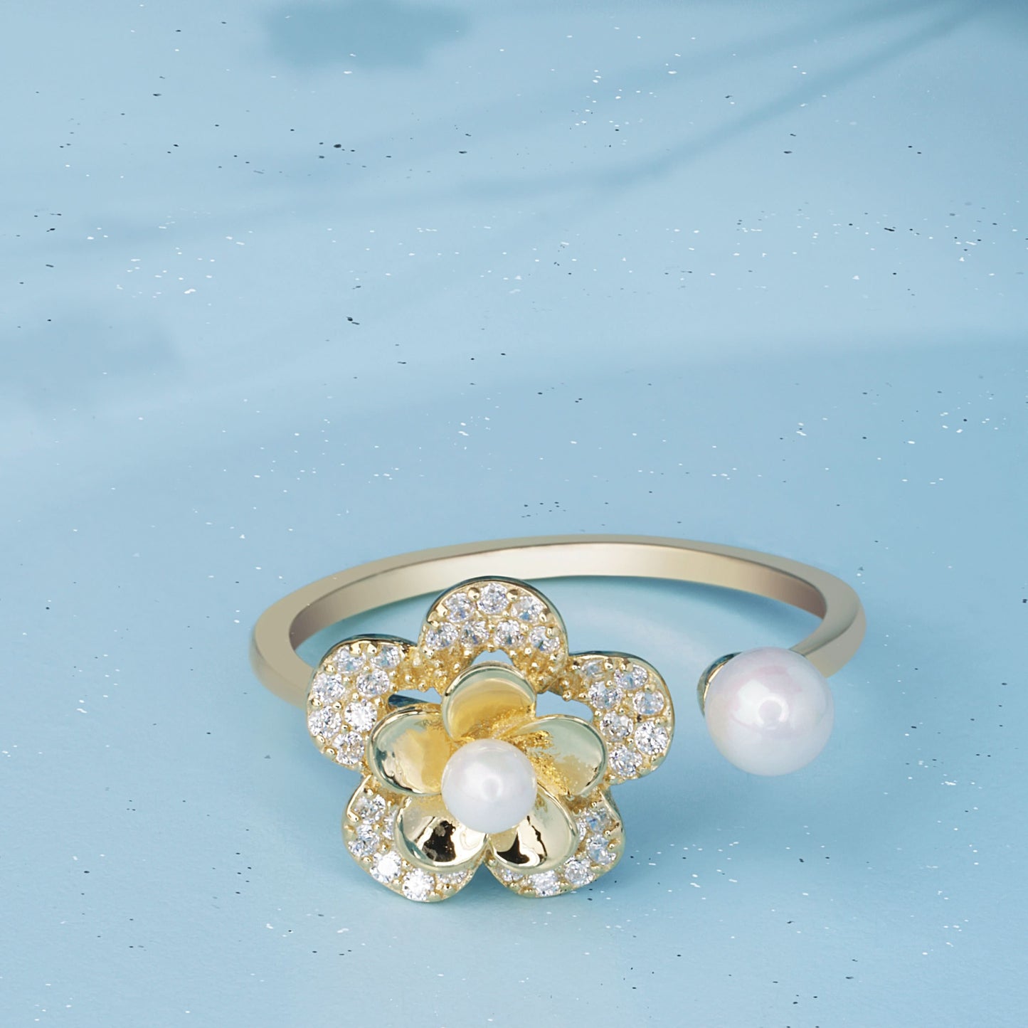 Gold Plated Pearl Garden Bloom Ring