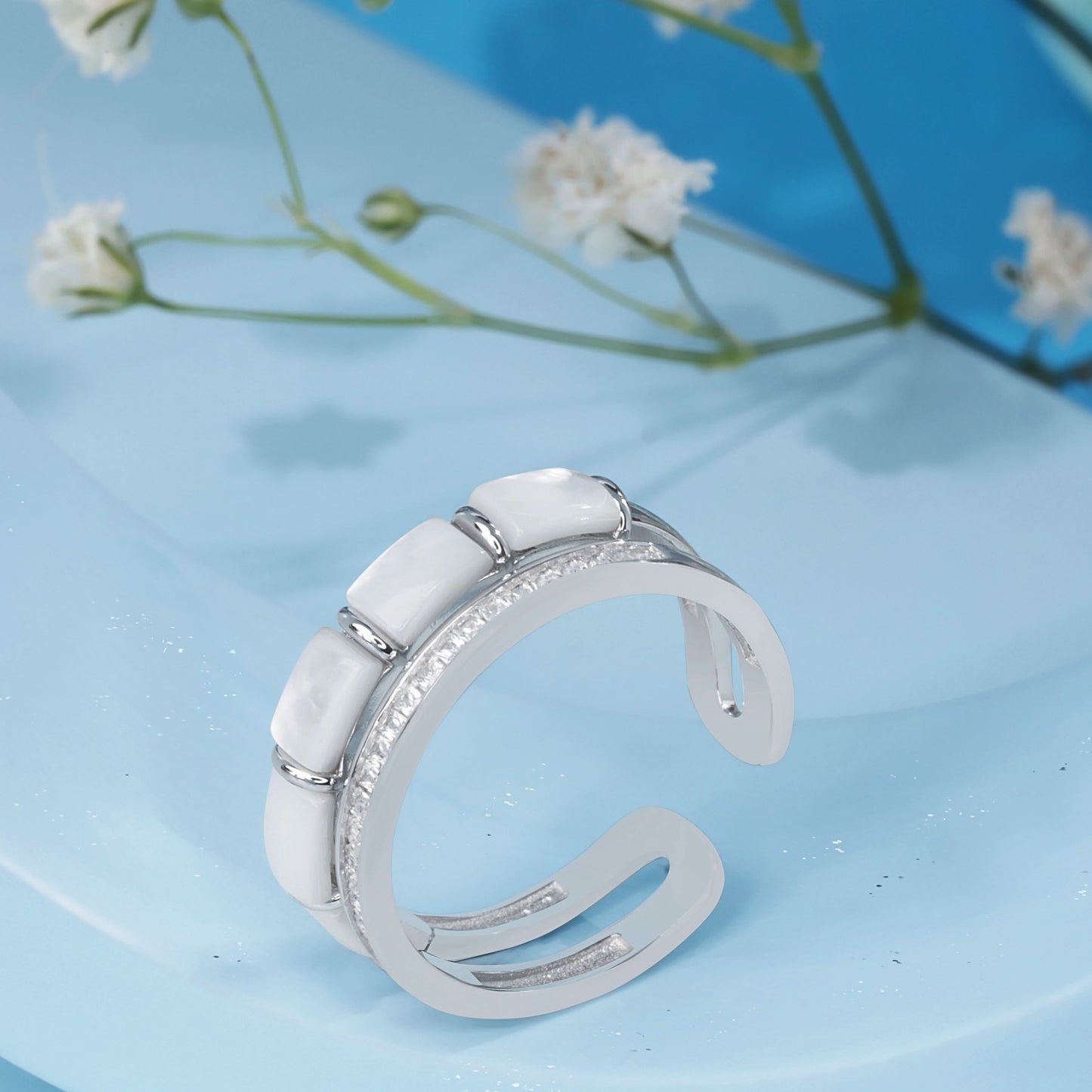Silver Tranquil Bam Cuff Ring