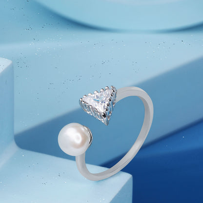 Silver Arctic Prism Pearl Ring