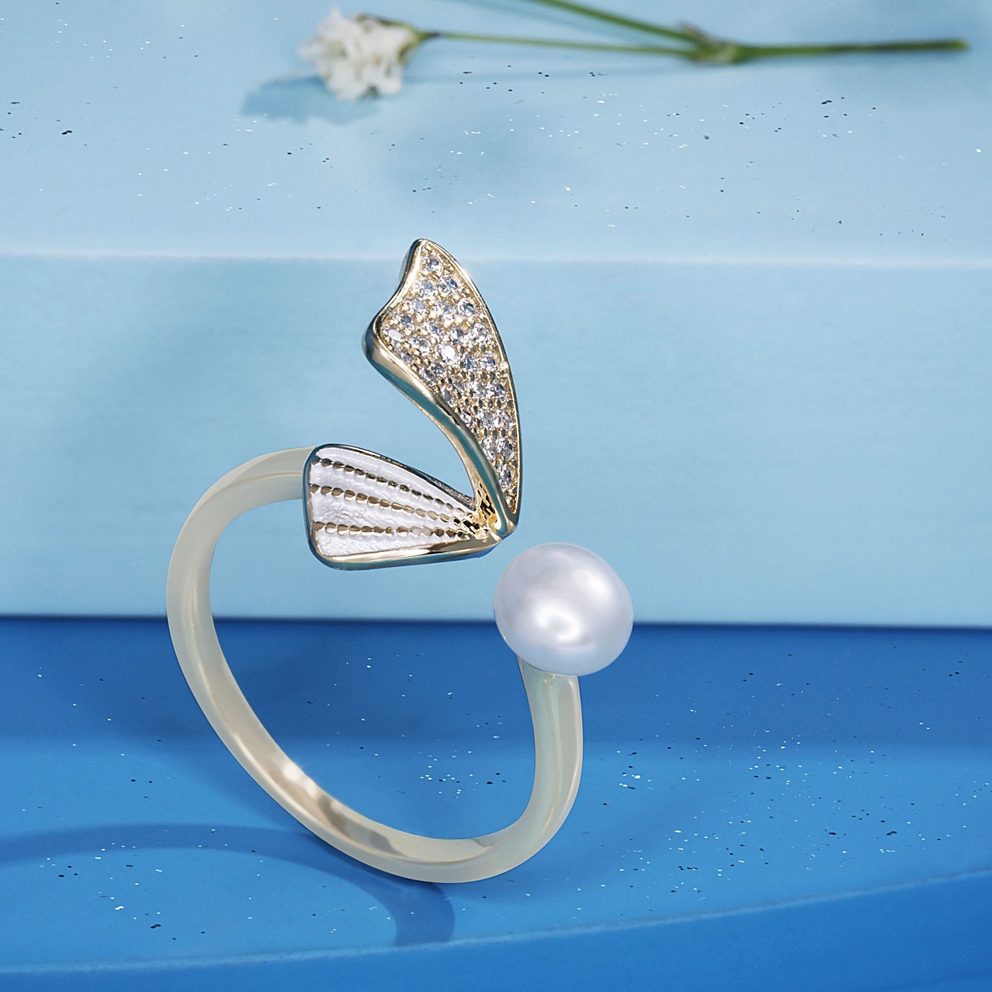 Gold Plated Lumina Wing Pearl Ring