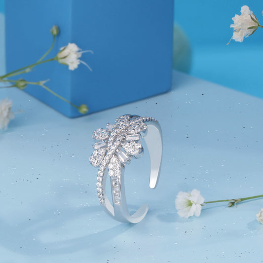 Silver Shine Crystal White Stone Ring