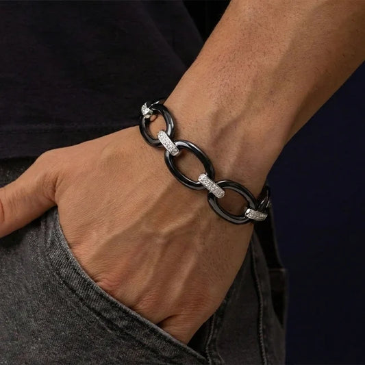 Silver Midnight Braid Men Bracelet