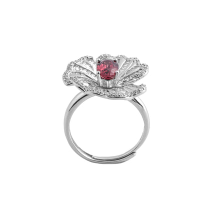 Silver Scarlet Radiance Cocktail Ring
