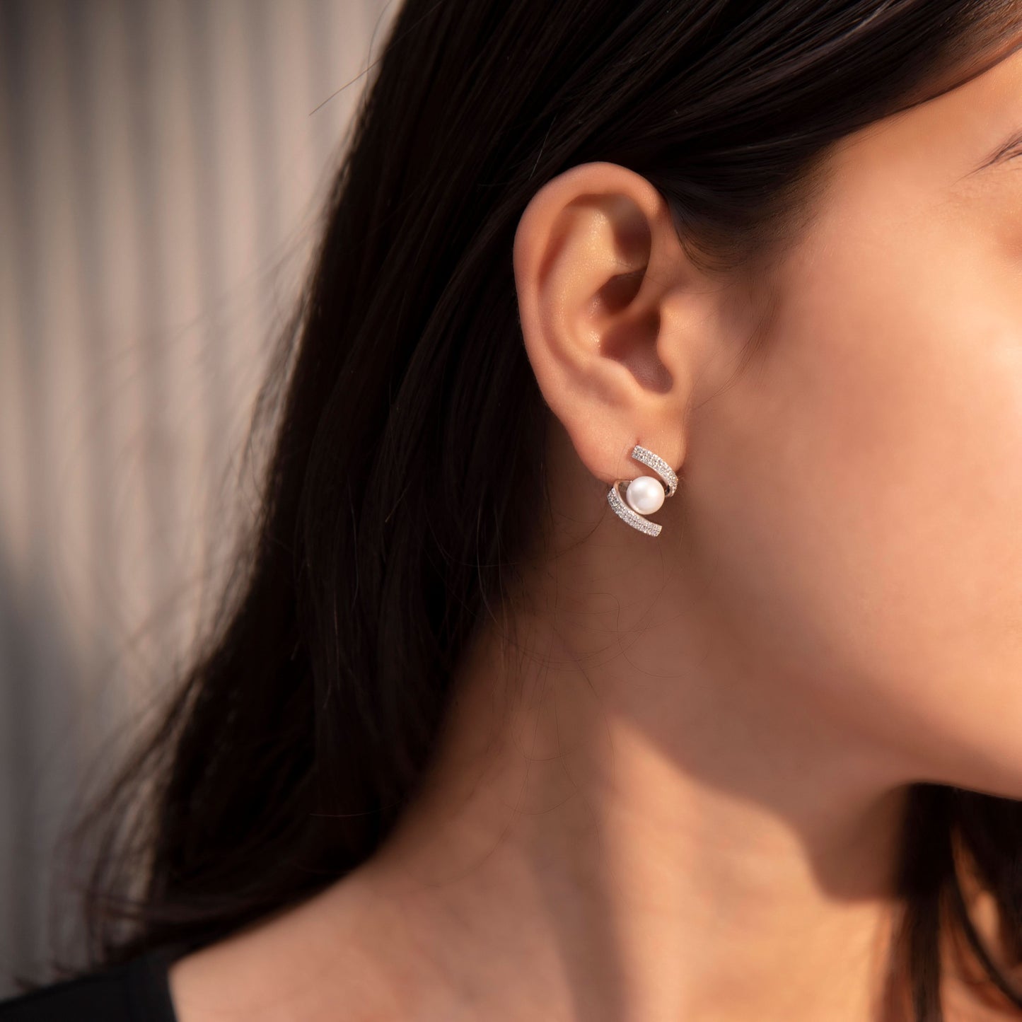 Silver Twist Pearl Earrings