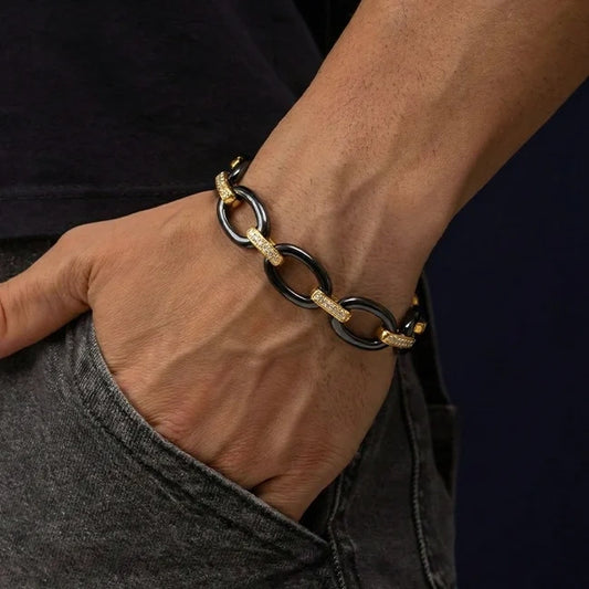 Gold Plated Midnight Braid Men Bracelet